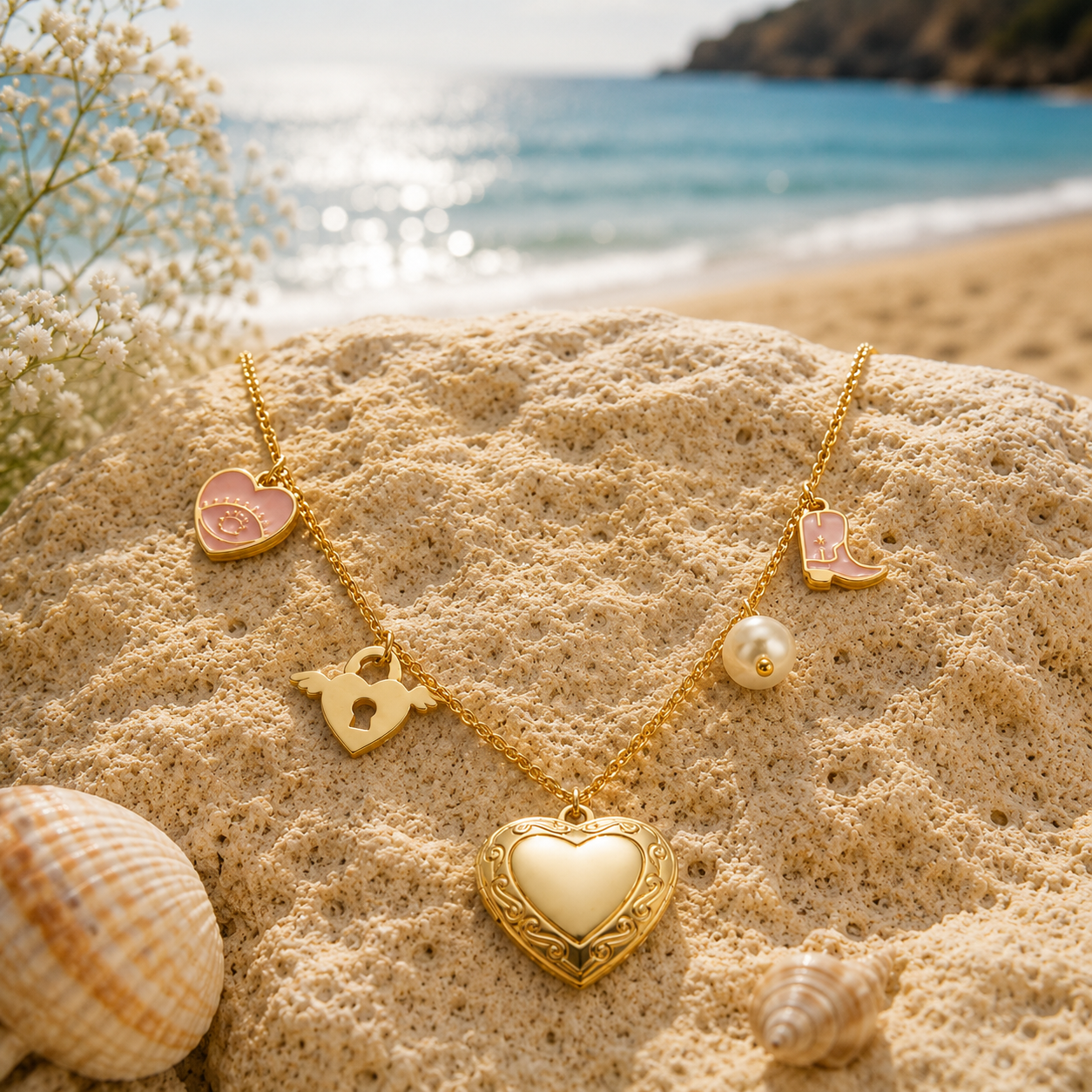 Amour — Collana Cuore Dorata con Charm