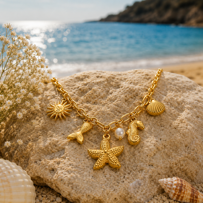 Marea — Collana Charm Oceano Dorata